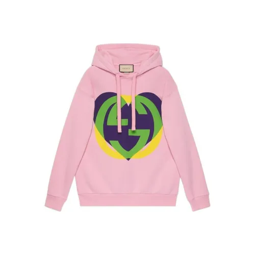 GUCCI Heart print Gg Logo Cotton Hoodie