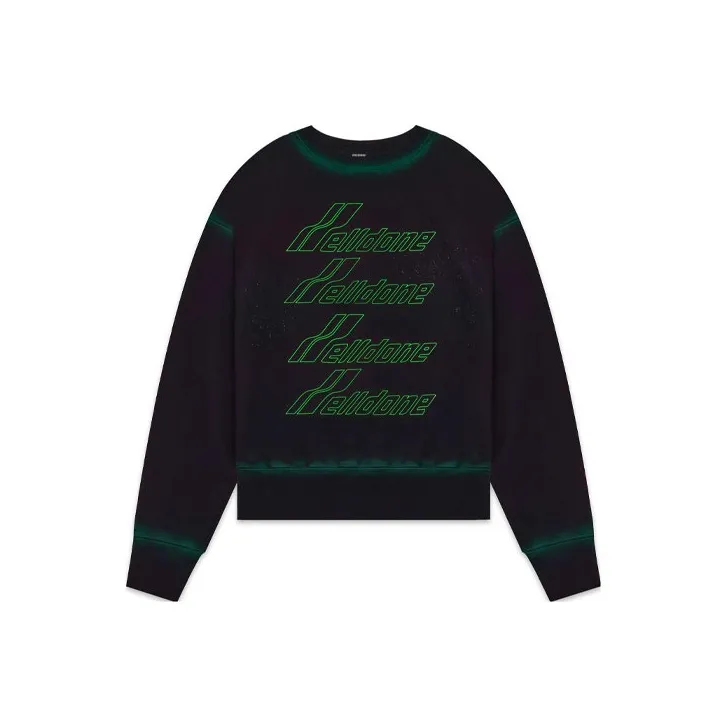 WE11DONE Washed Artwork Sweatshirt 'Black'-0