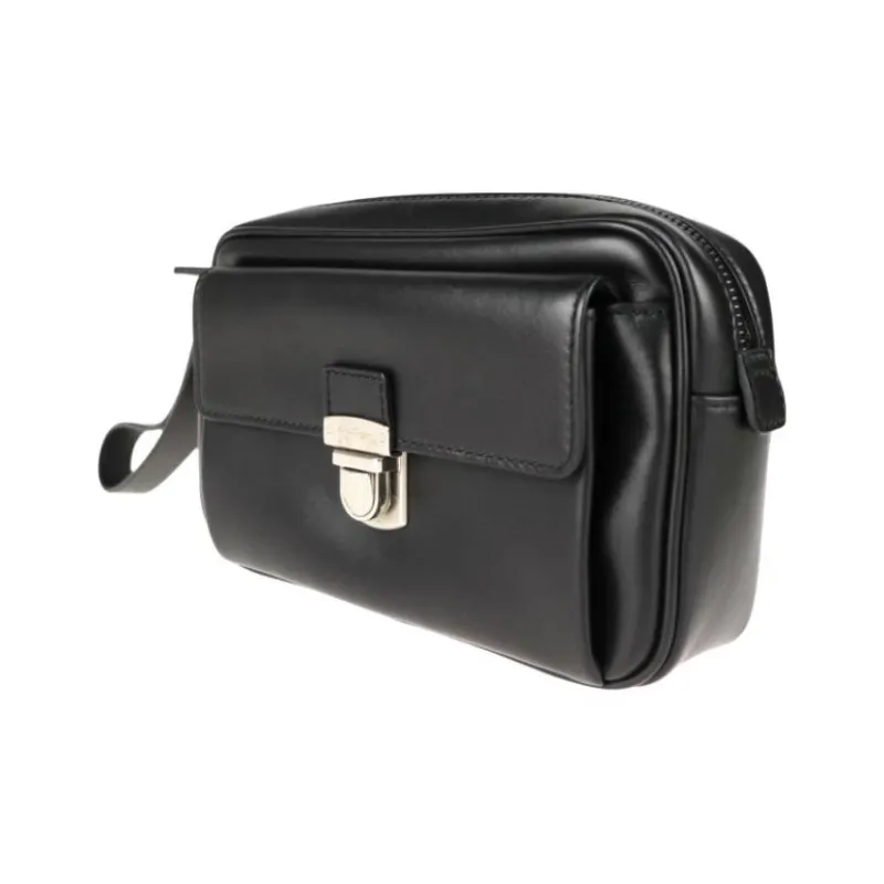 FERRAGAMO Leather Clutch Men's Black-1