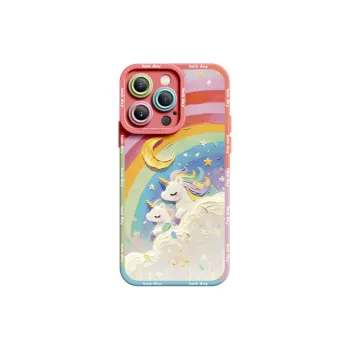 I Create My Art Silicone Material Sunshine Rainbow Little White Horse Phone Cases Compatibility IPhone16/15/14/13/12/11