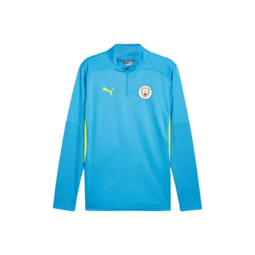 PUMA Manchester City Quarter-Zip Soccer Jerseys Men's Blue Yellow