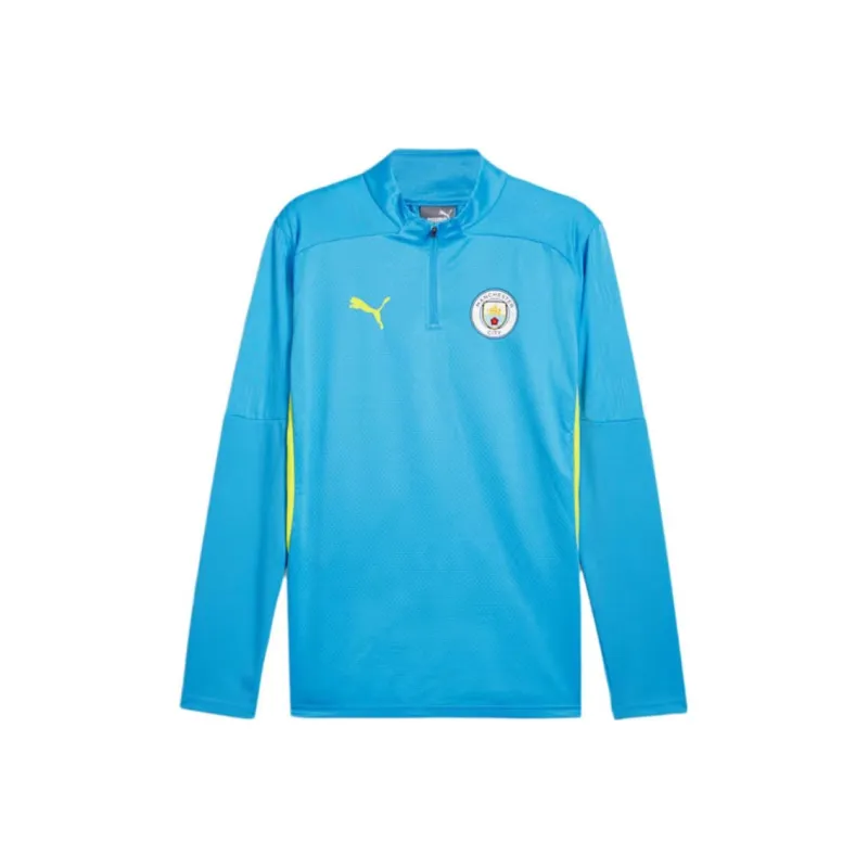 PUMA Manchester City Quarter Zip Soccer Jerseys Men's Blue Yellow-0