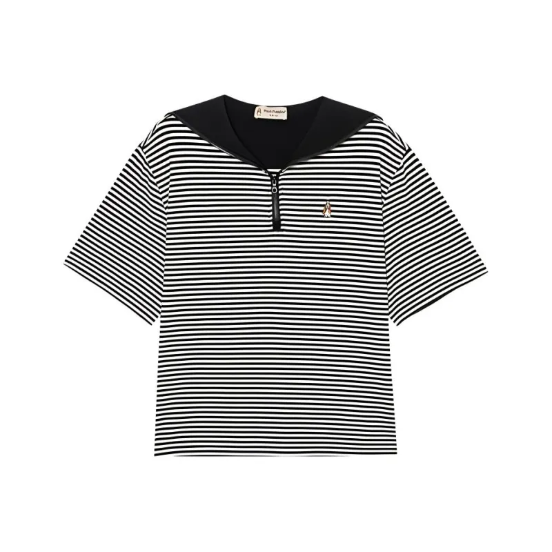 Hush Puppies Drop Shoulder Sleeve T Shirt Women's Black White-0