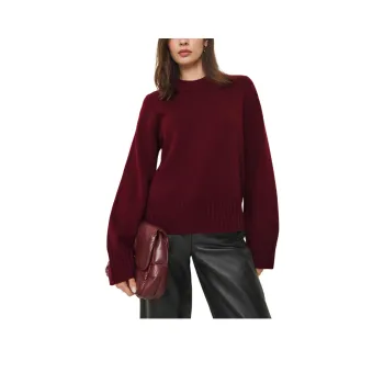 REFORMATION Calloway Regenerative Wool Crew Sweater Women's Burgundy