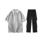 Light Gray Short-Sleeved+Cooling Ice Silk Pants