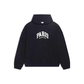 Balenciaga Women's Cities Paris Wide Fit Hoodie Black