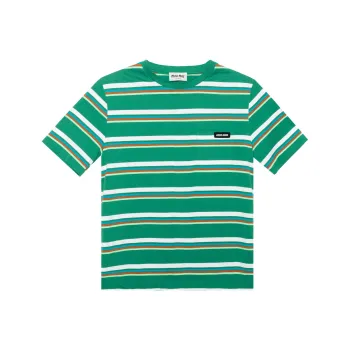 MIU MIU SS24 Drop Shoulder Sleeve T Shirt Women's Green