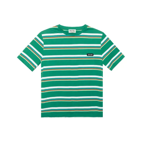 MIU MIU SS24 Drop Shoulder Sleeve T Shirt Women's Green