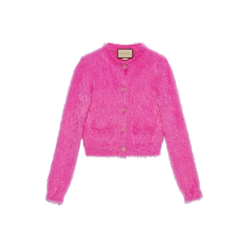 GUCCI Brushed Knit Cardigan Pink-0