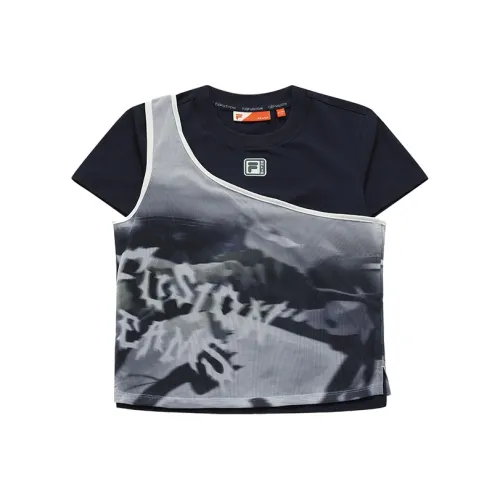 FILA FUSION SS24 T Shirt Women's Two Piece Set Dark Abyss Blue