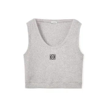 LOEWE Cropped Cotton Anagram Tank Top Grey/Black
