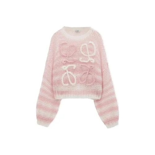 LOEWE Striped Anagram Sweater 'White/Pink'