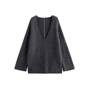 Initial Language Sweater Women's Gray Black