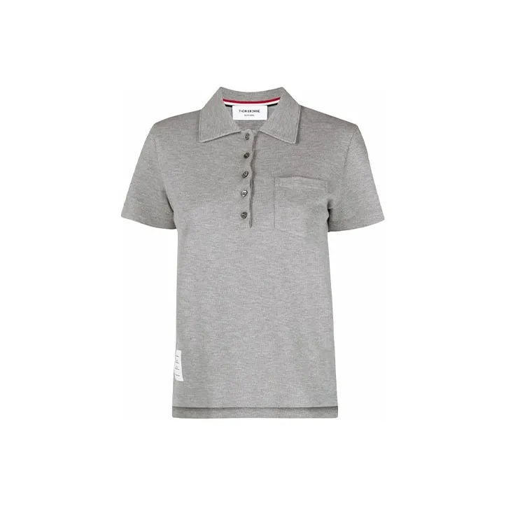 THOM BROWNE Striped Logo patch Polo Shirt-0