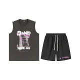 Gray Tank Top+Black Shorts (High-Quality Two-Piece Set)