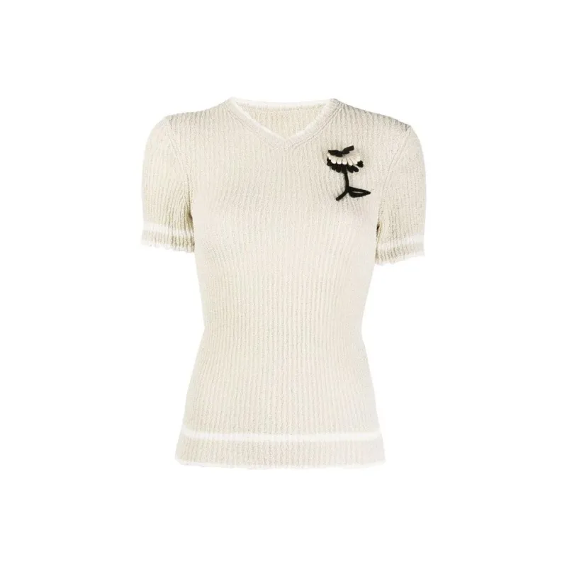 Maison Margiela Floral-appliqué Ribbed Top-0