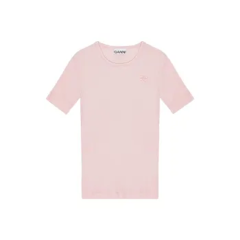 GANNI SS24 T Shirt Women's Chalk Pink