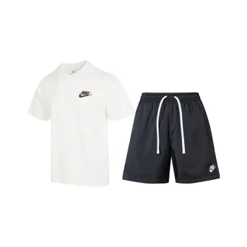 Nike Casual Sportswear Unisex Set White Top+Black Shorts