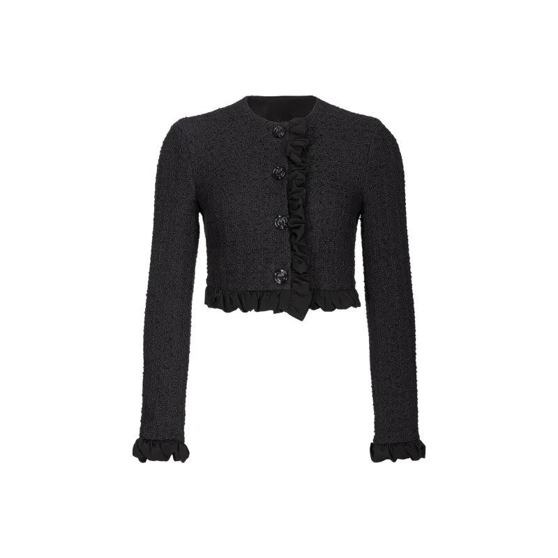 PINKO Giacca Corta Tweed Con Rouches Jackets & Coats Women's Black-0