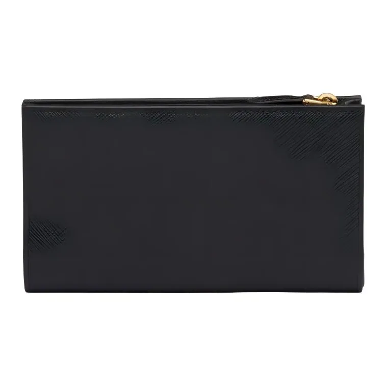PRADA Saffiano Leather Wallet Tubas Women's Black-1