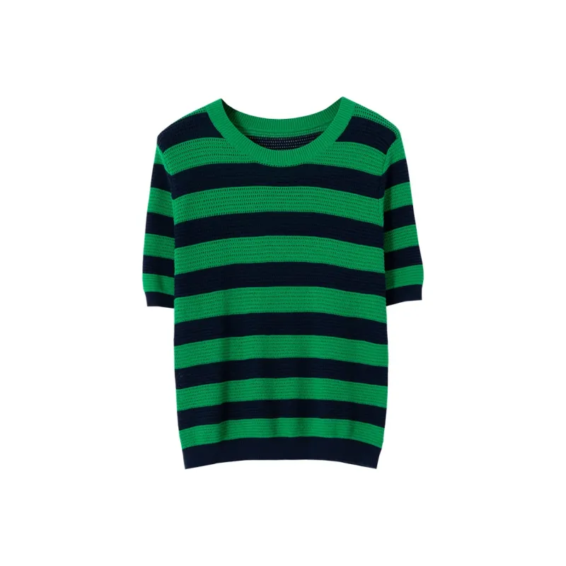 SOON FLOWER Knitwear Women's Blue Green Stripes-0