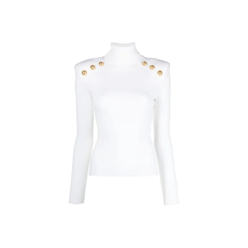 BALMAIN Button embellished Ribbed knit Jumper-0