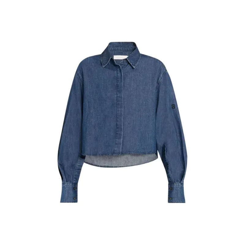 JONATHAN SIMKHAI Renata Cropped Denim Shirt-0