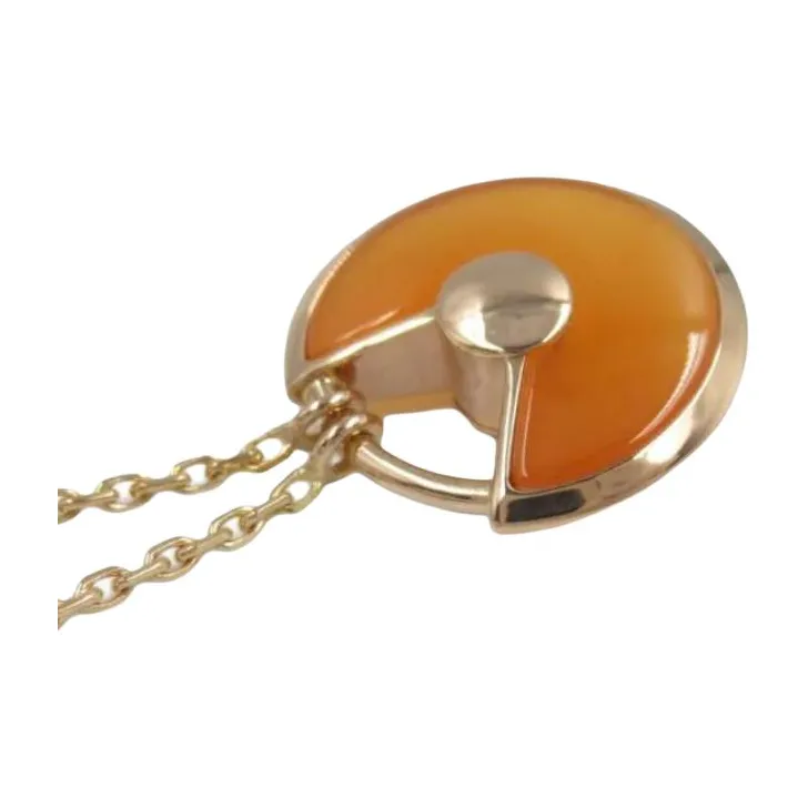Cartier 2010s 18K Rose Gold Amulette De Cartier Diamond And Carnelian Neckace-2