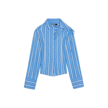 Jacquemus La Chemise Bahia Courte Shirt Blue Stripes