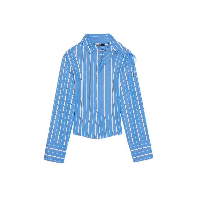 Jacquemus La Chemise Bahia Courte Shirt Blue Stripes-0