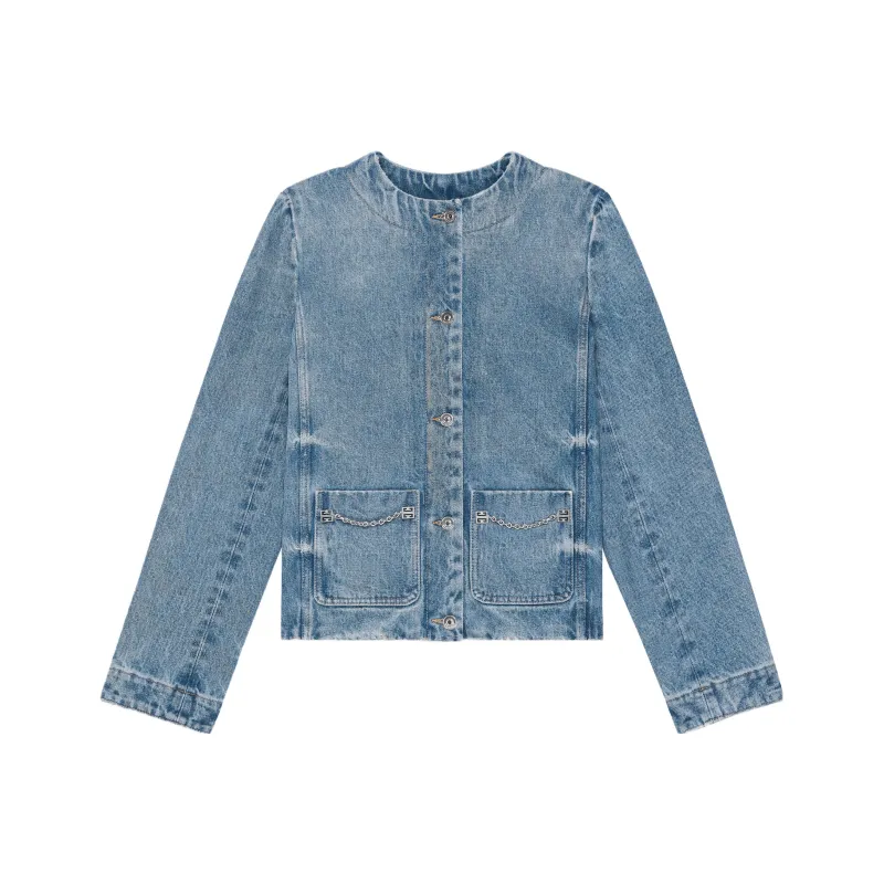 Givenchy Chain Detailed Denim Jacket-0