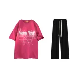 Clothing Set (Rose Red Top+Black Pants)