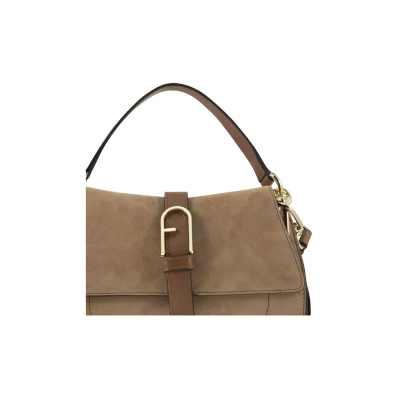 Furla Suede Shoulder Bag, Crossbody Bag, Handbag Mini Women's Brown-4