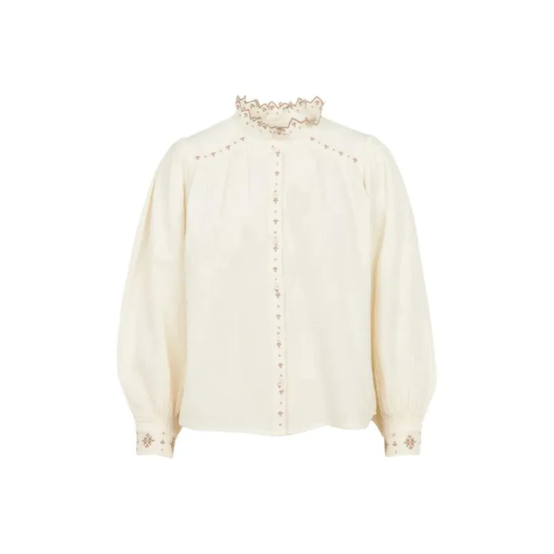 BA&SH Cara Seersucker Blouse-0