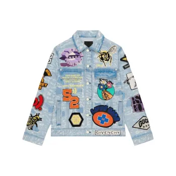 Givenchy Jacket In Destroyed Denim With Patches