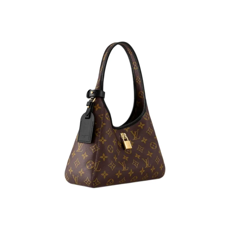 LOUIS VUITTON Monogram Coated Canvas HOBO Bag, Shoulder Handbag Trumpets Women's Brown-1