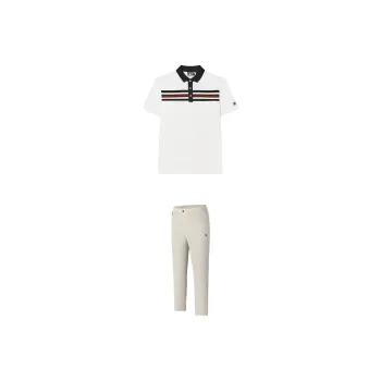 FILA Casual Sportswear Men Clothing Sets Cloud White+Camel