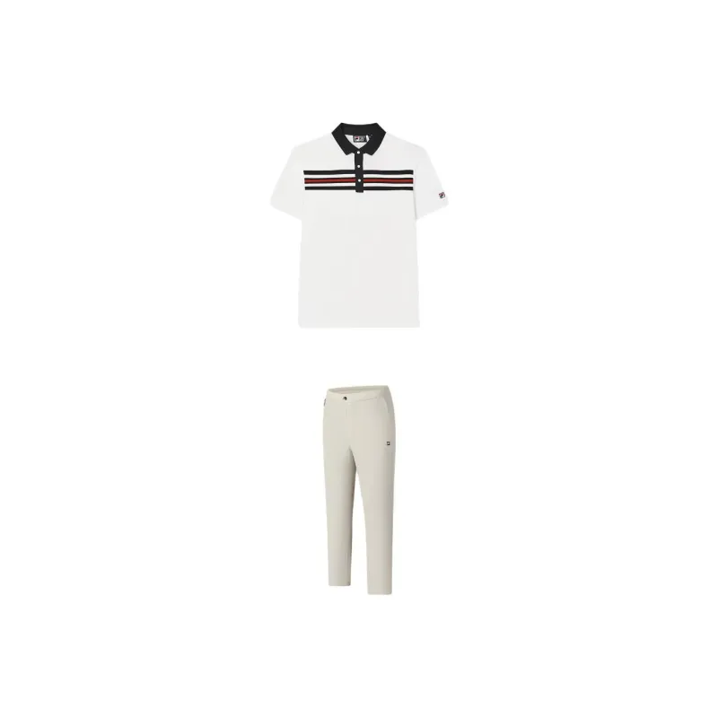 FILA Casual Sportswear Men Clothing Sets Cloud White+Camel-0