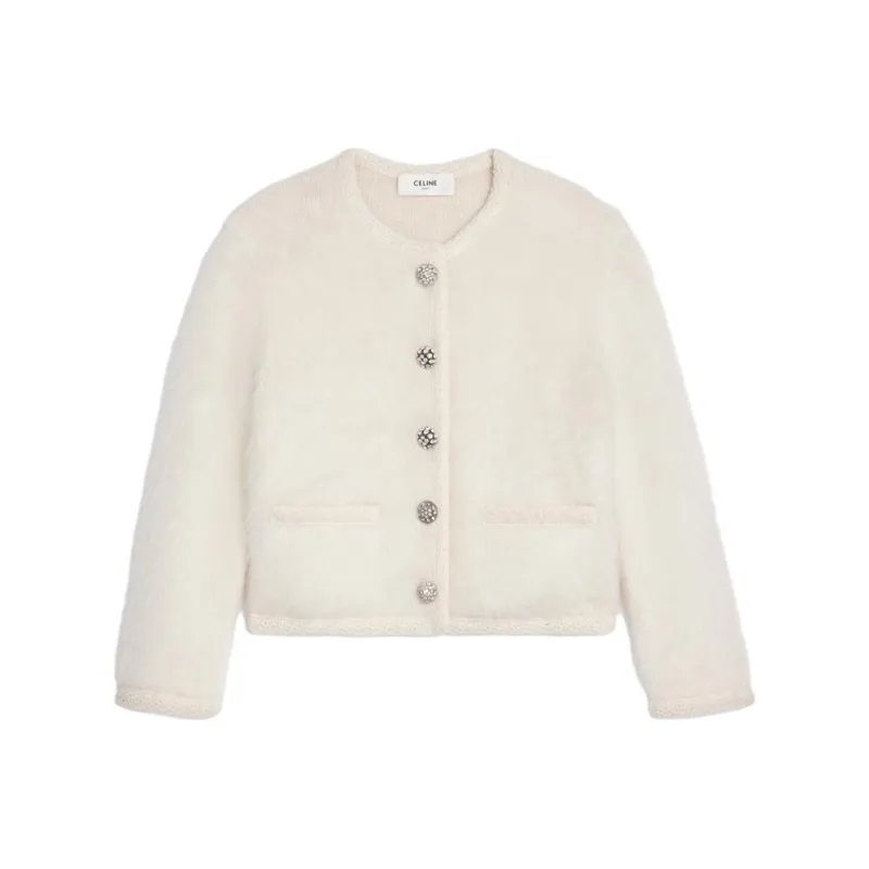 CELINE Cardigan Jacket In Brushed Mohair-0