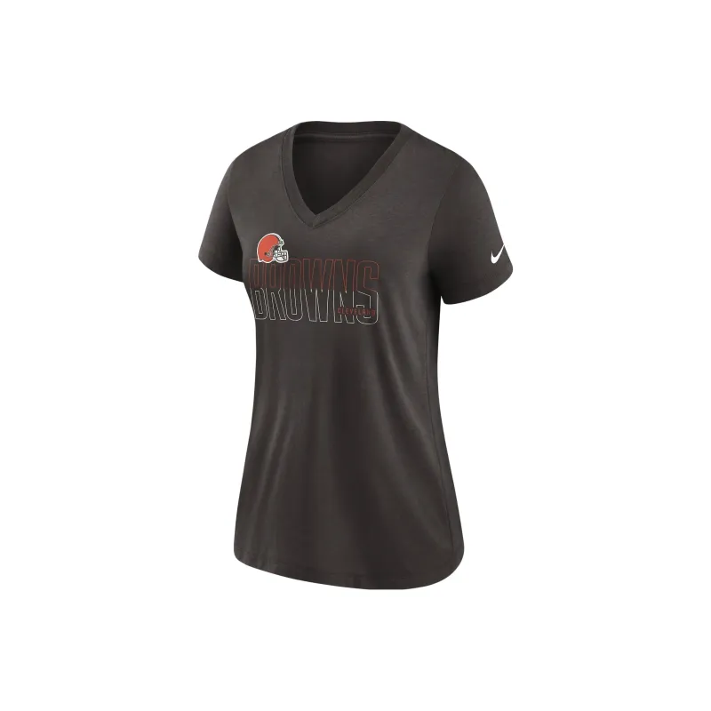 Nike Lockup Split NFL Cleveland Browns Women's Mid V-Neck T-Shirt-0