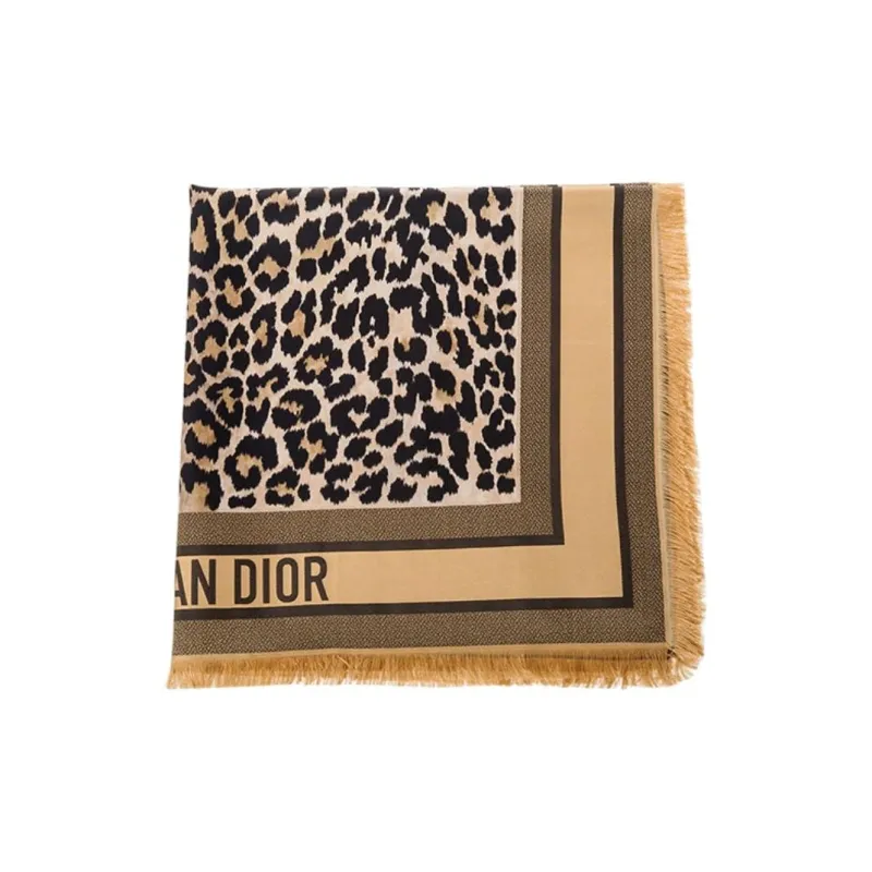 DIOR Fringed Leopard Printed Scarf-4