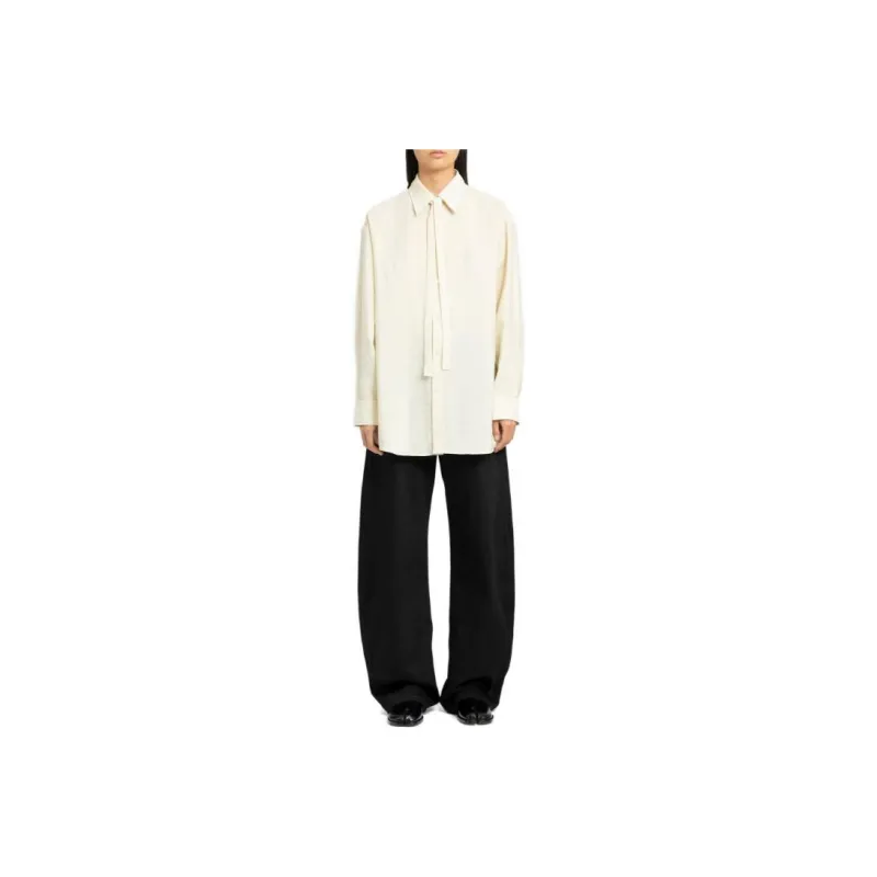 Lemaire Long Shirt With Tie 'Ecru'-0