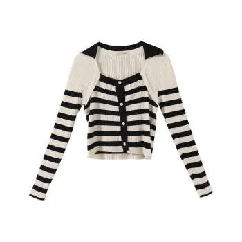 YUMOMO STAR Knitwear Women's Beige Black Stripes