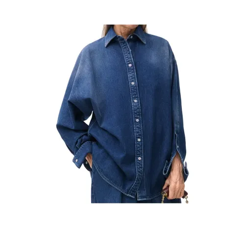 CASABLANCA Crepe Draped Crop Top 'Washed Denim'