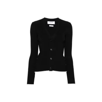 THOM BROWNE Ribbed Wool blend Cardigan