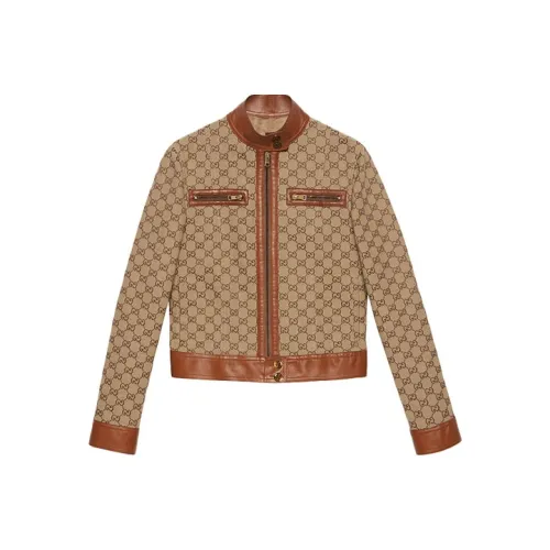 GUCCI GG canvas Leather trim Jacket