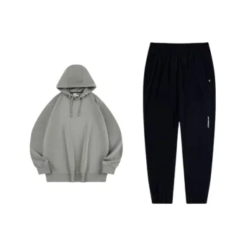 QIAODAN Sweatshirt Set Unisex Ceramic Gray Green
