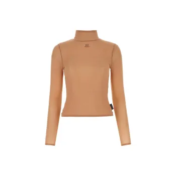 COURREGES Logo appliqué Fine knit Top