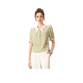 FENHONGMALI Shirt Women's Green Floral
