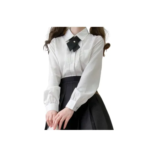 SHENBEI JK Shirts Women's Single Pack Accordion Long Sleeved Shirt